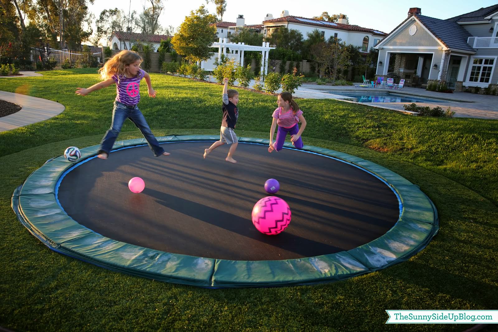 Image of: Backyard Inground Trampoline Playground Ideas
