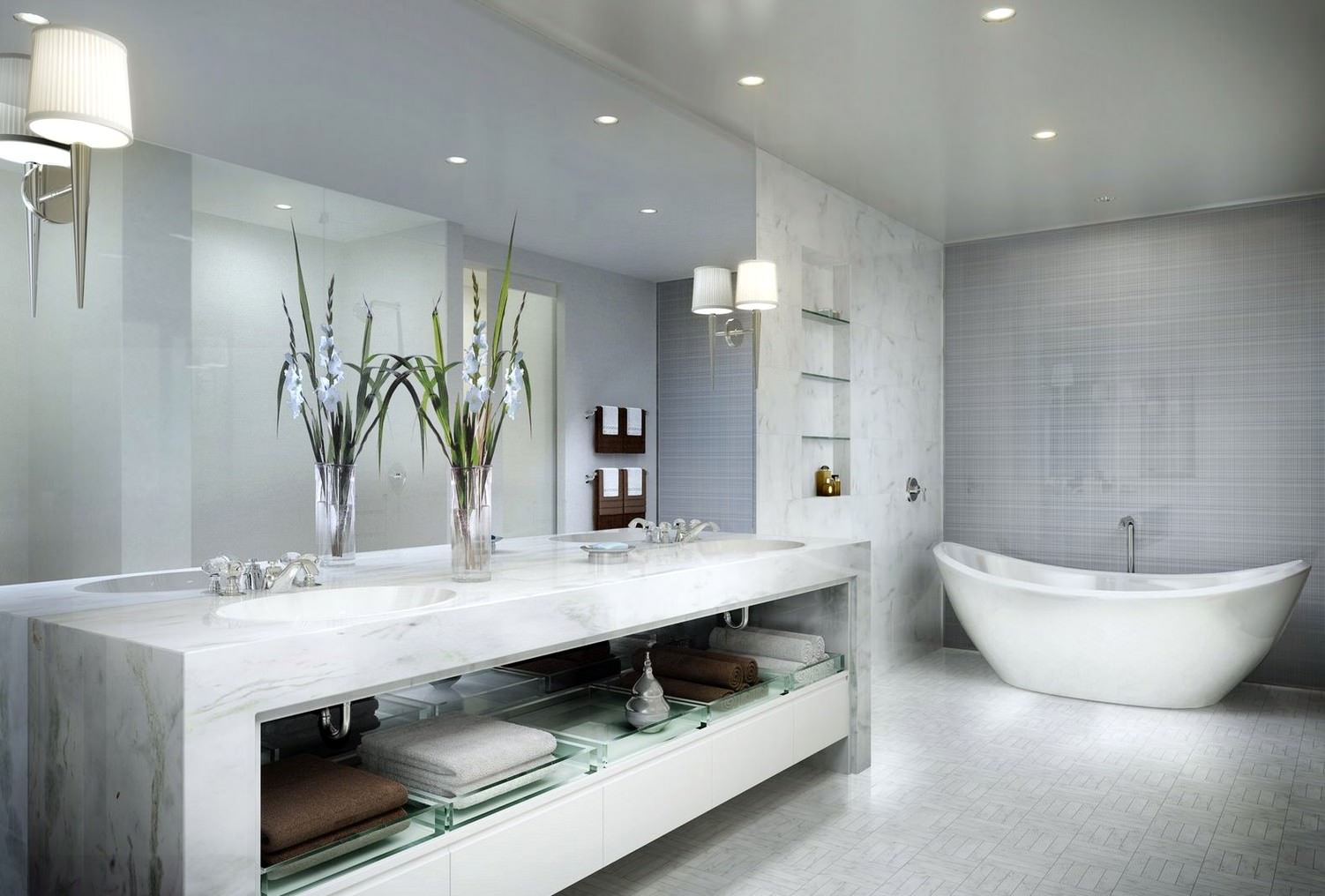 Image of: White Marble Bathrooms