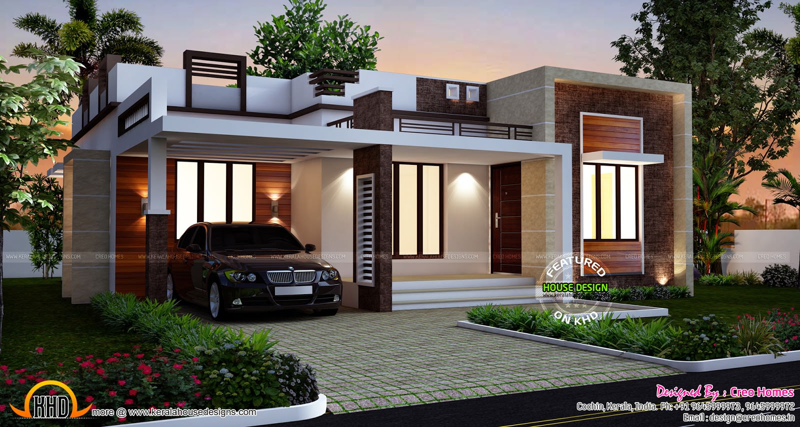 Image of: Single-Story-Flat-Roof-House-Plans