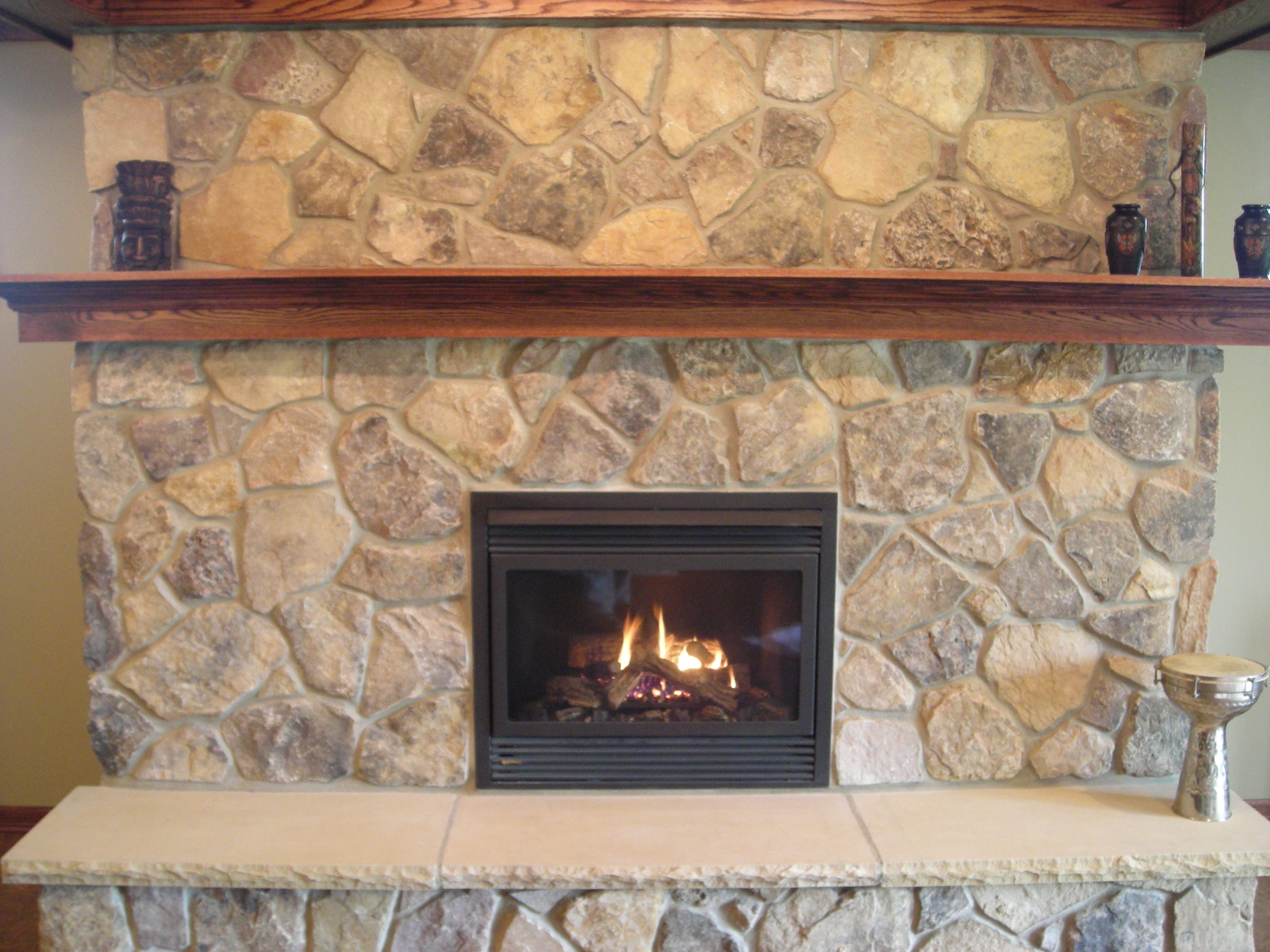 Image of: natural-stone-fireplace