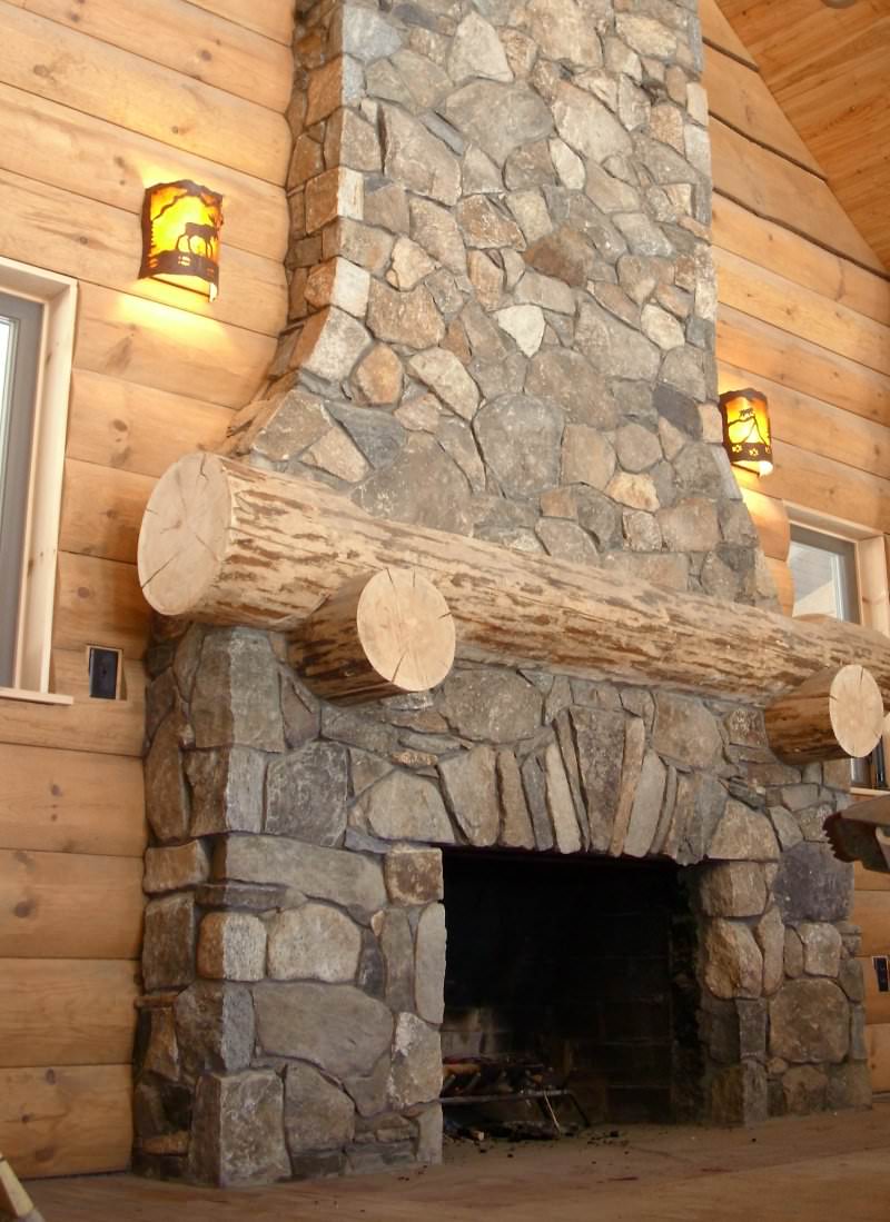 Image of: stacked-stone-fireplaces